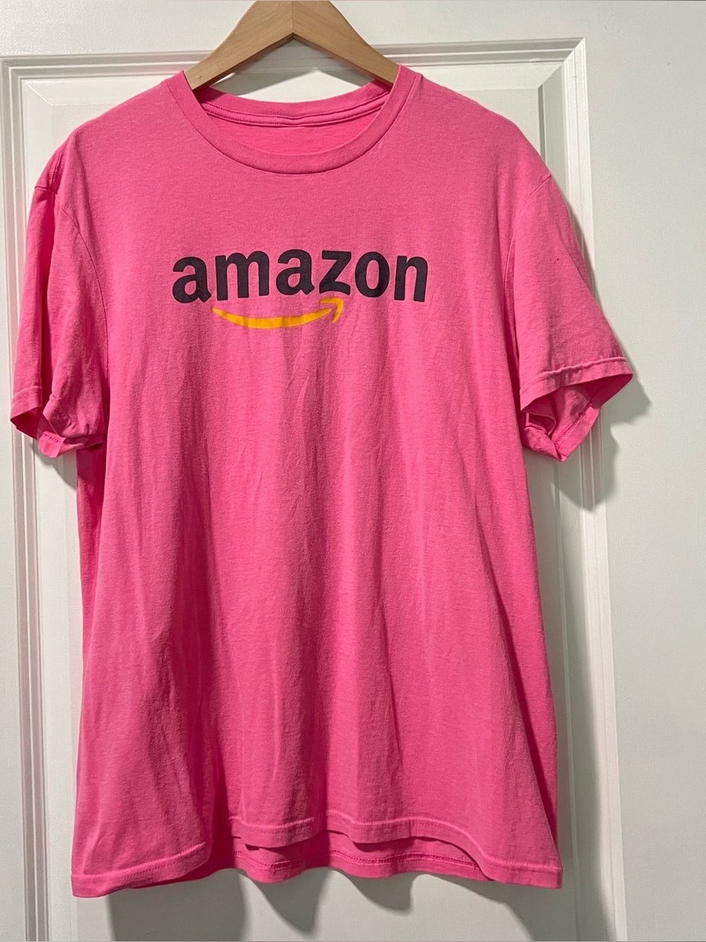 Amazon Employee T-shirt Size Large Neon Pink Tee E-swag Lightweight Soft